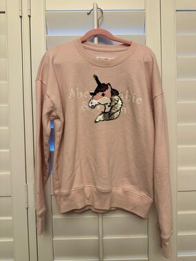 Abercrombie & Fitch Pale Pink Sequin Fox Crewneck Sweatshirt